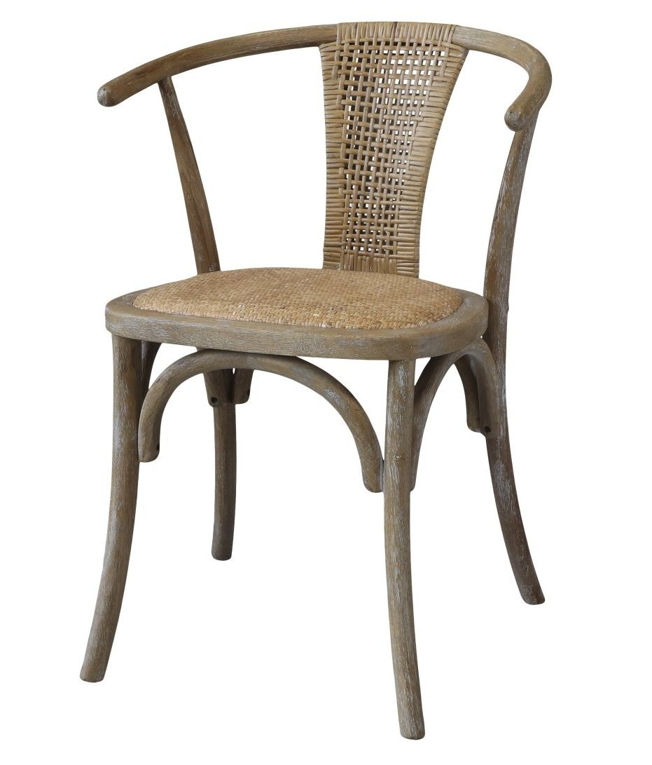 Přírodní dřevěná židle s výpletem a opěrkami Old French chair - 50*45*79 cm  Chic Antique