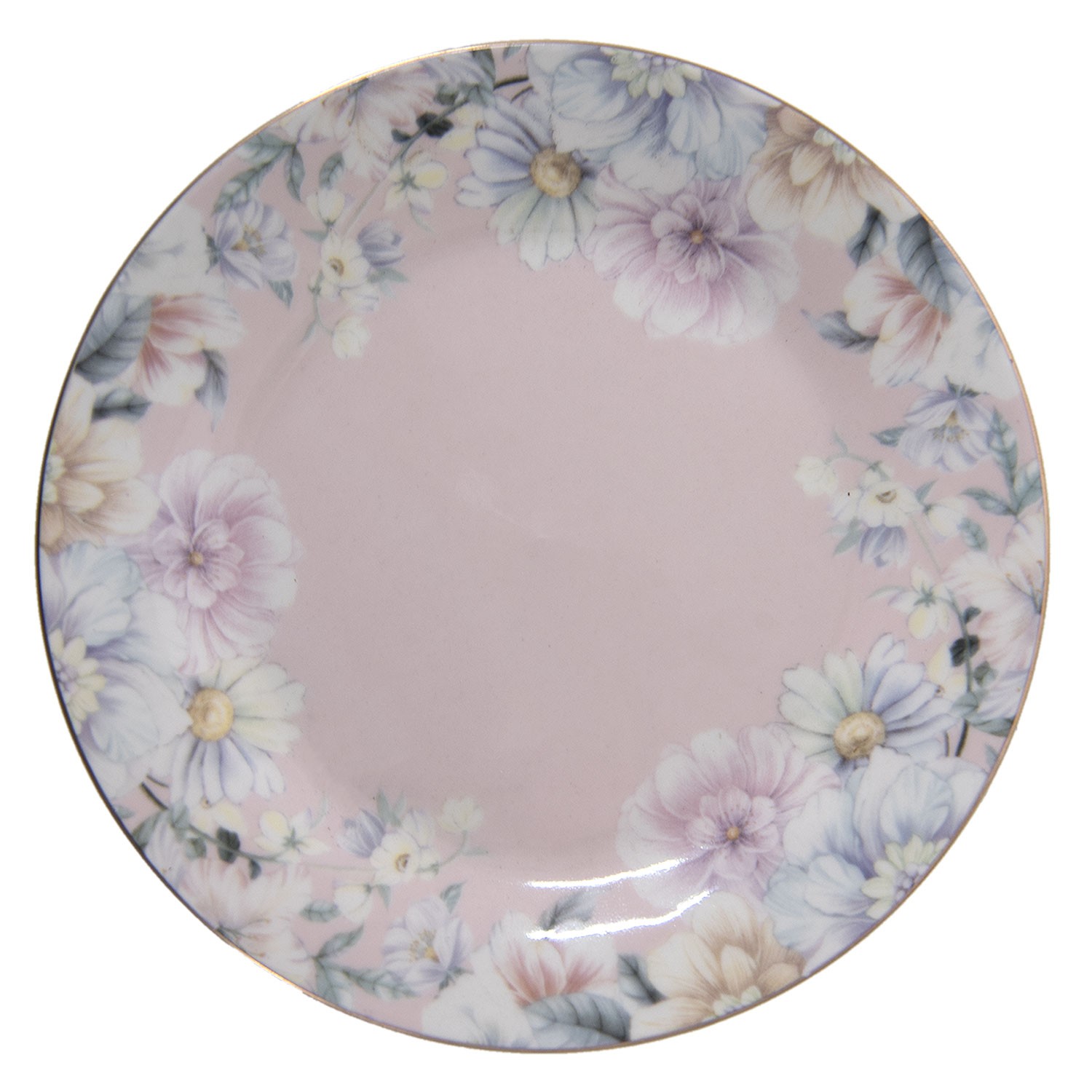 Porcelánový dezertní talířek s květinami Flowers  - Ø 18*2 cm Clayre & Eef