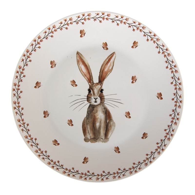 Porcelánový jídelní talíř Rustic Easter Bunny - Ø 26*2 cm Clayre & Eef