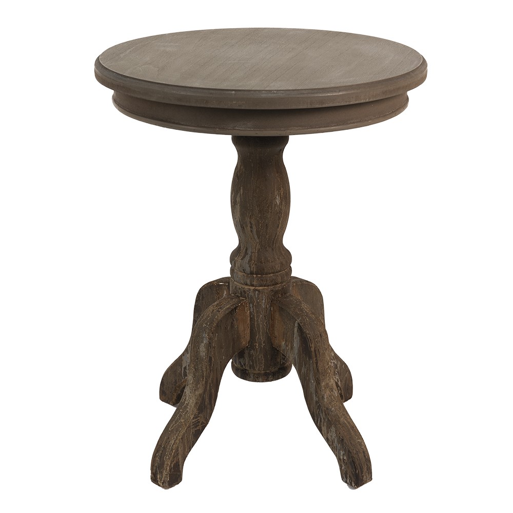 Hnědý retro dřevěný odkládací stolek Frinia  - Ø50*65 cm Clayre & Eef
