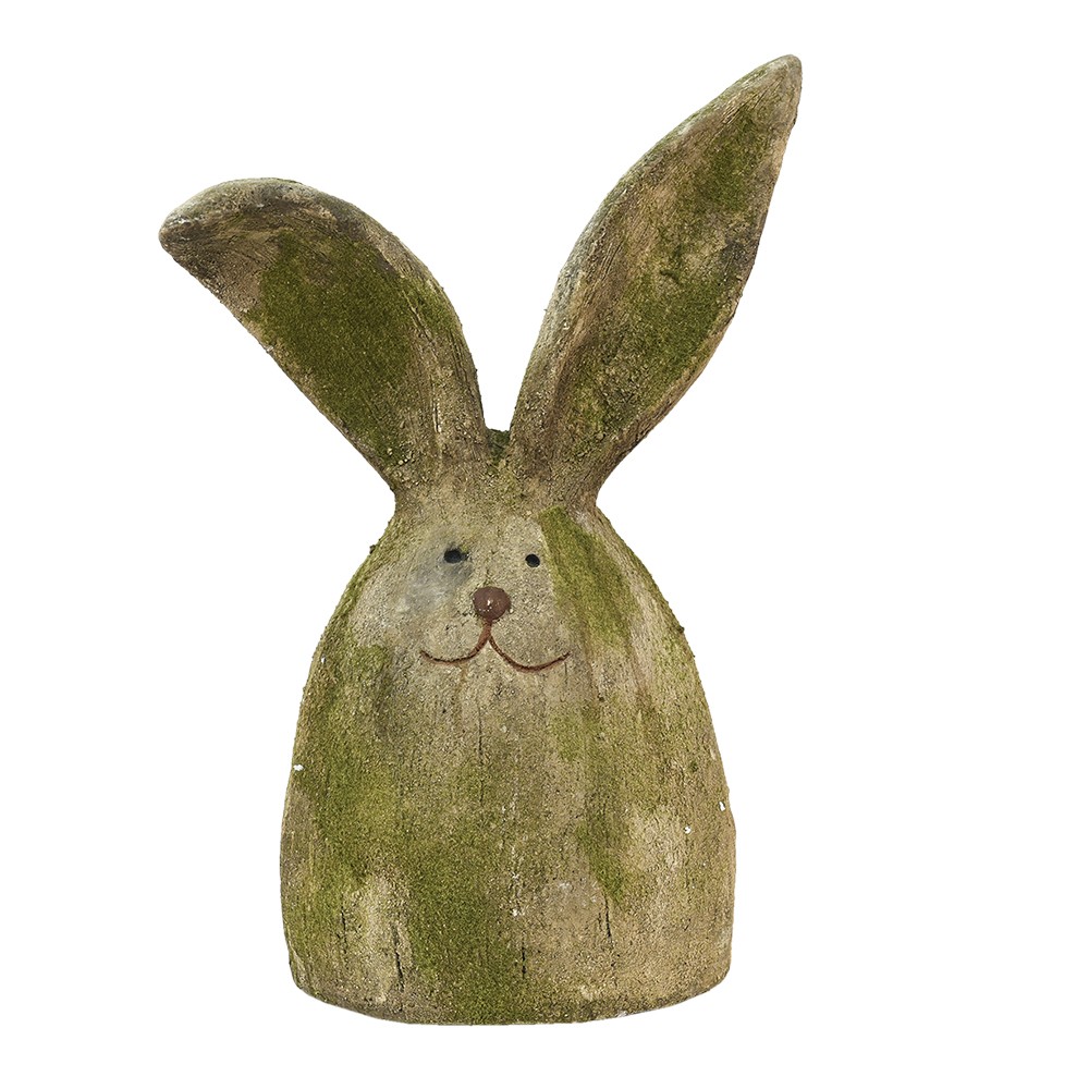 Hnědo-zelená dekorace hlava králíka - 35*22*53 cm Clayre & Eef
