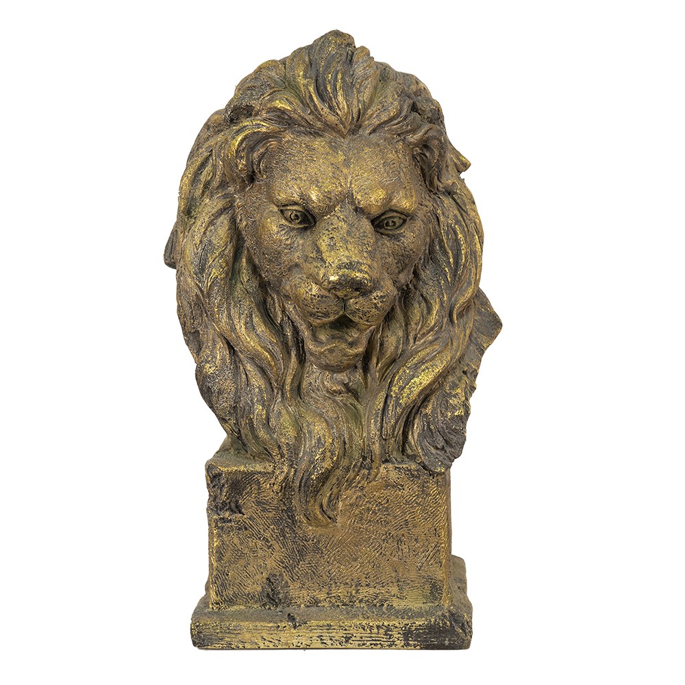 Zlatá antik dekorace busta lva Lion Gold - 32*26*60 cm Clayre & Eef