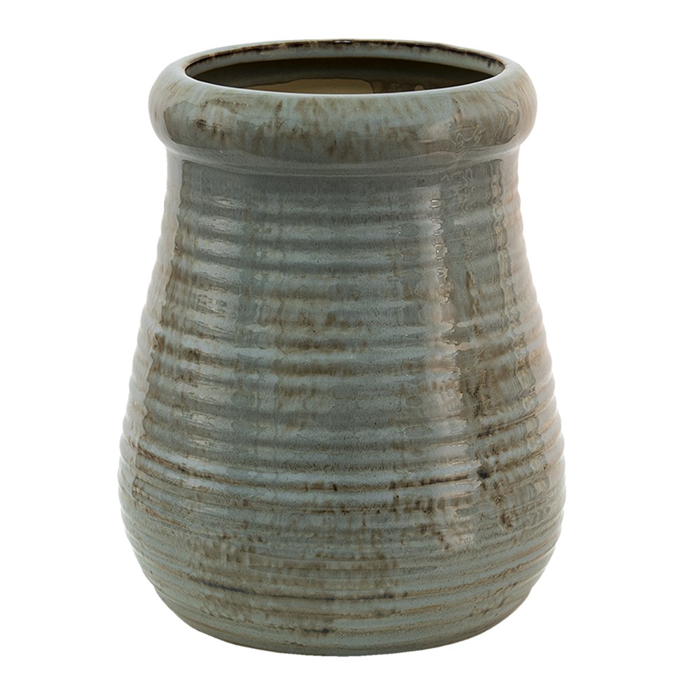 Šedý antik keramický obal na květináč - Ø 19*24 cm Clayre & Eef