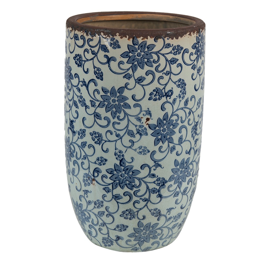 Dekorativní keramická váza s modrými květy Tapp - Ø 16*25 cm Clayre & Eef
