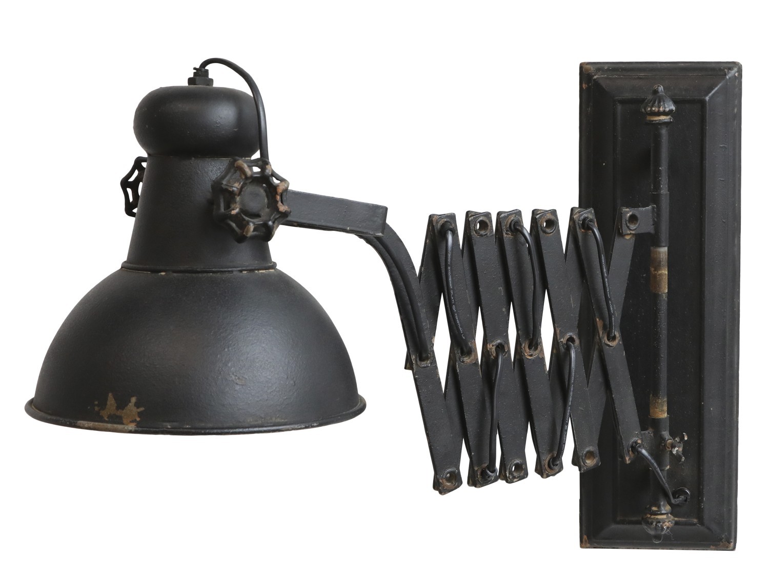 Černá antik nástěnná lampa s patinou Factory Lamp - Ø21*45-105 cm/ E14/ 60W Chic Antique