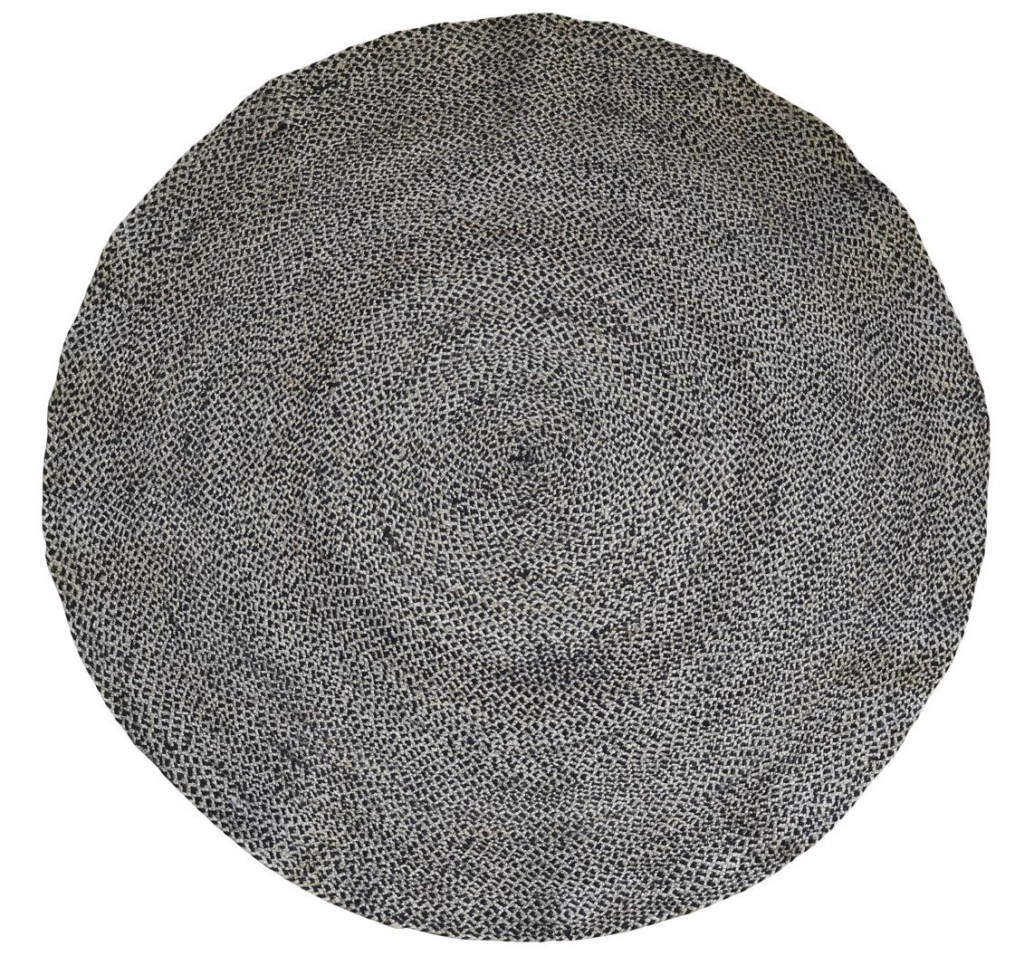 Přírodně - černý kulatý jutový koberec Bunio - Ø 160 cm Chic Antique