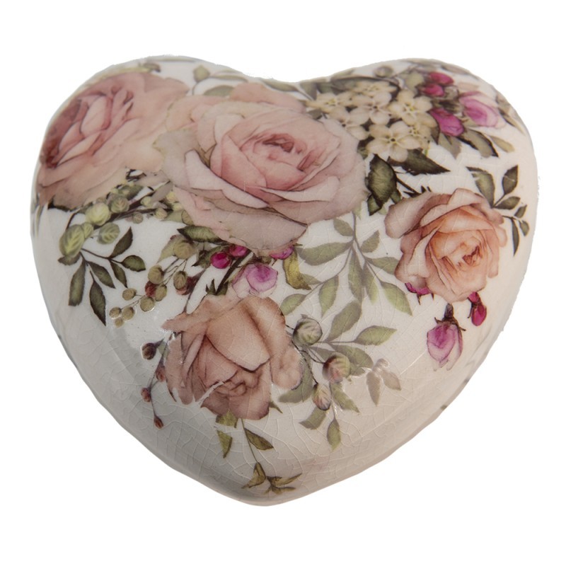 Keramické dekorační srdíčko s růžičkami Rosien - 11*11*4 cm Clayre & Eef