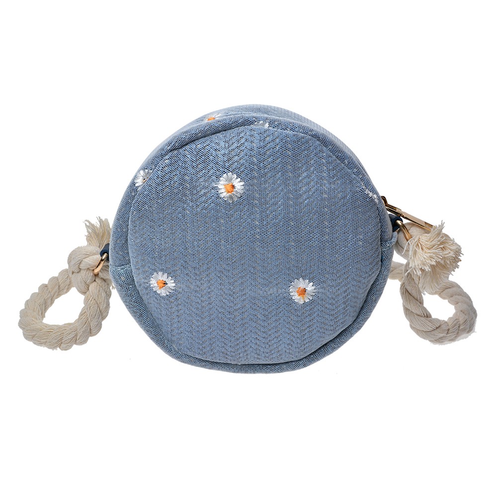 Malá modrá dámská kabelka se sedmikráskami - Ø15 cm Clayre & Eef