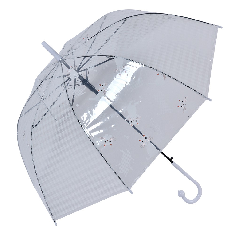 Průhledný deštník pro dospělé s bílými kočičkami  - 60 cm Clayre & Eef