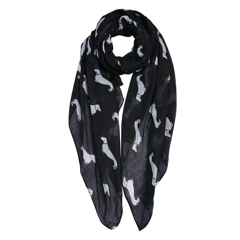 Černý šátek s jezevčíky Dachshund black - 80*180 cm Clayre & Eef