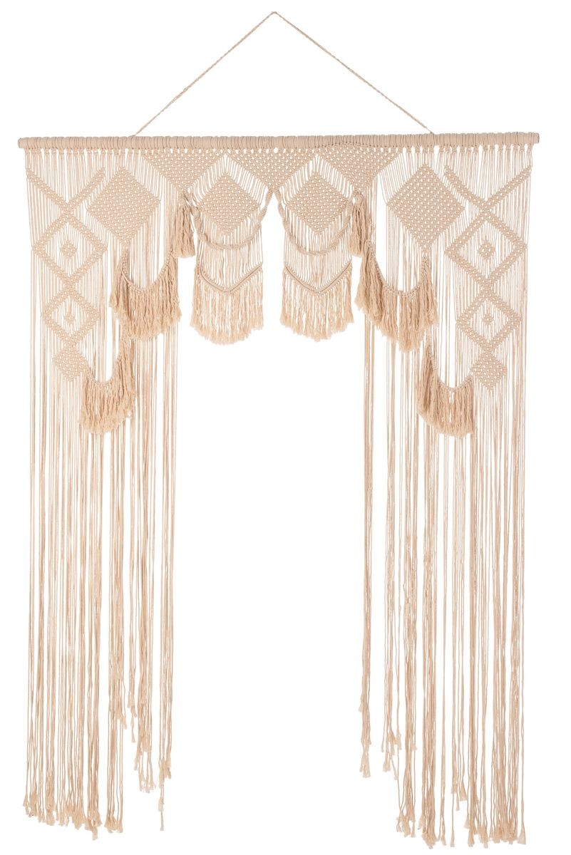 Přírodní drhaný závěs se vzorem Macramé Curtain - 154*3*273 cm J-Line by Jolipa