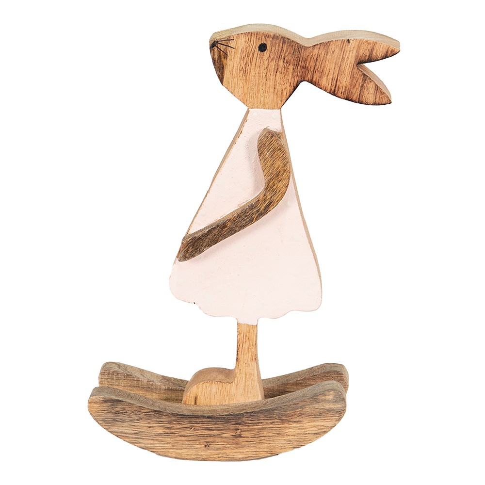 Dřevěná dekorace králíčí dívka v šatičkách M - 14*7*25 cm Clayre & Eef