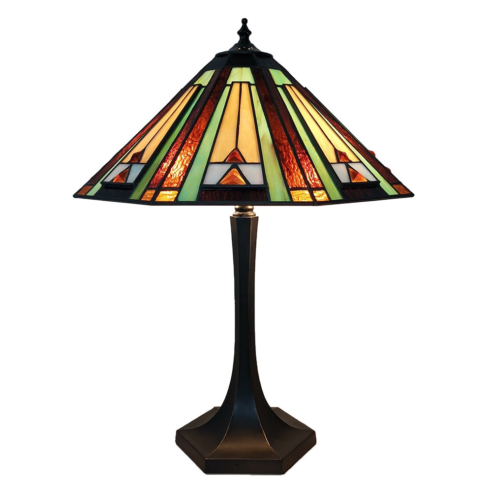 Stolní lampa Tiffany s barevným stínidlem Pomme - Ø 41*54 cm E27/max 2*60W Clayre & Eef