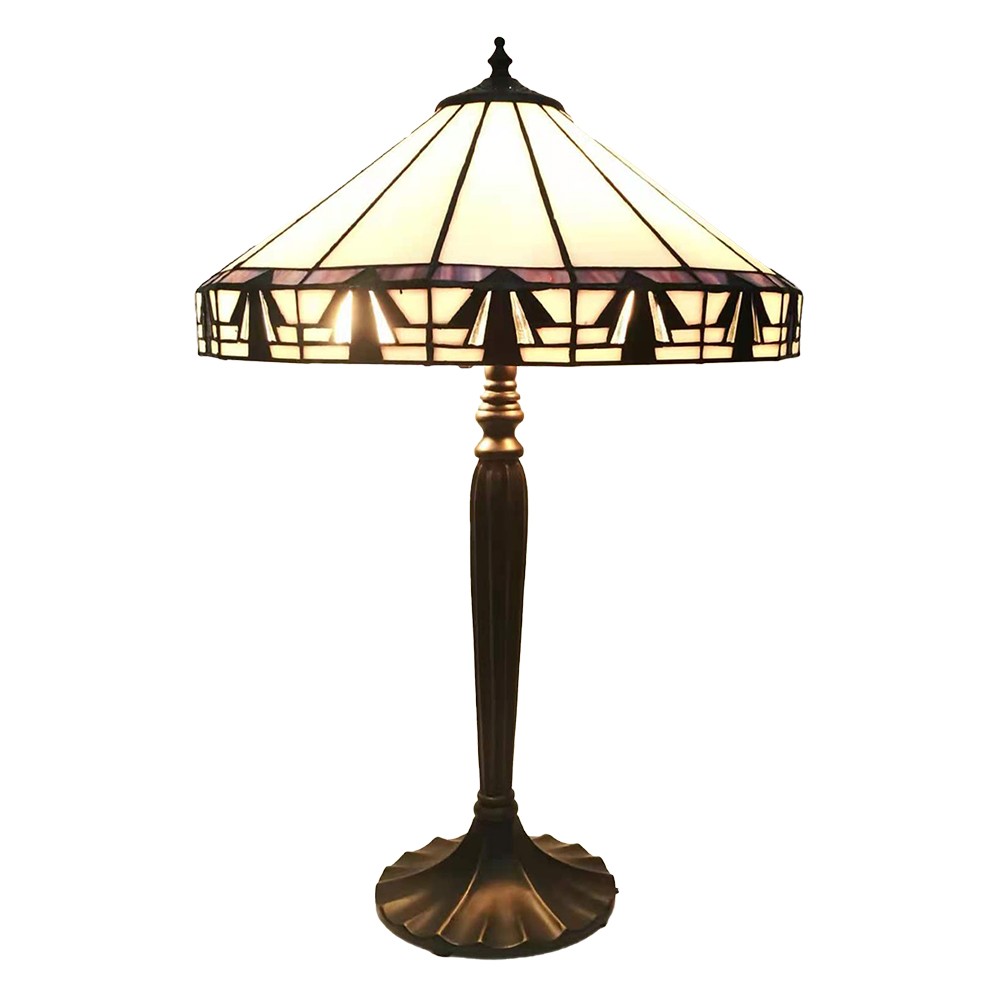 Stolní lampa Tiffany s bílým stínidlem Potenia - Ø 41*63 cm E27/max 2*60W Clayre & Eef