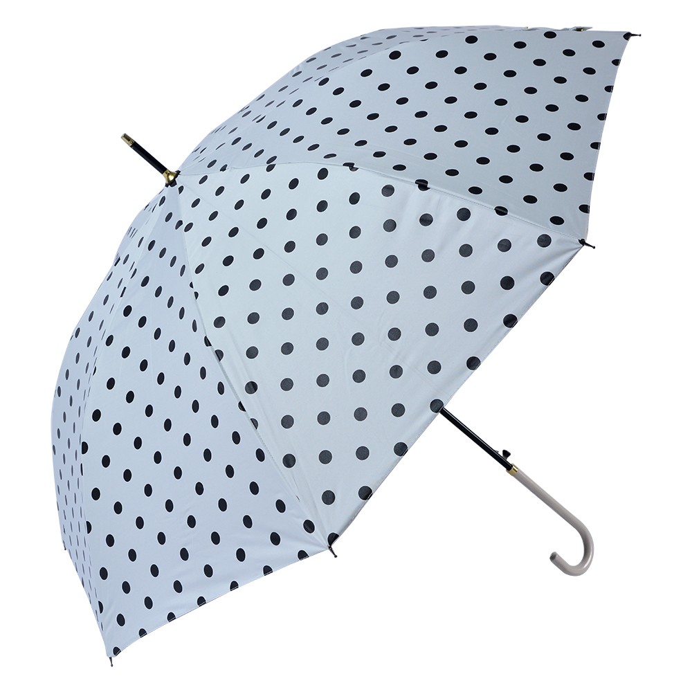 Bílý deštník pro dospělé s černými puntíky - Ø 100*88 cm Clayre & Eef