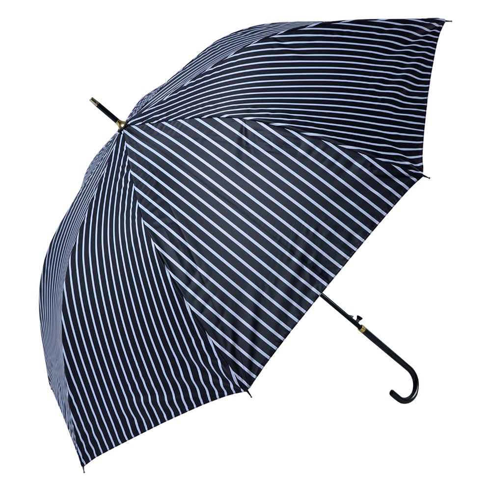 Bílo-černý deštník pro dospělé s pruhy - Ø 100*88 cm Clayre & Eef