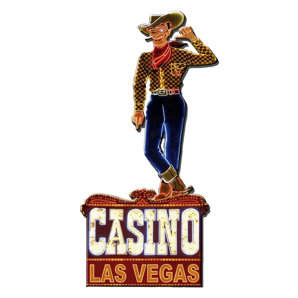 Nástěnná kovová cedule Casino Las Vegas - 35*1*70 cm Clayre & Eef