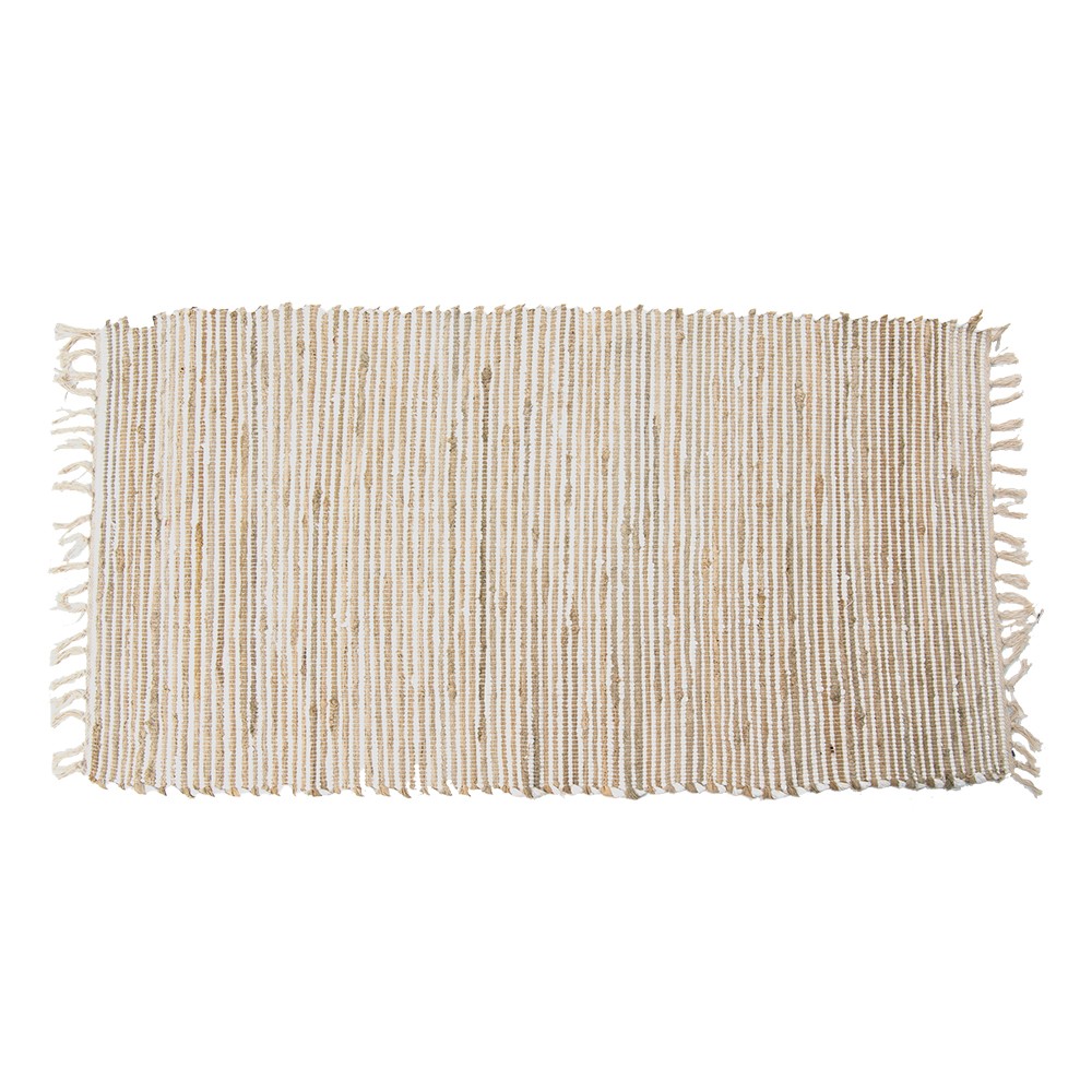 Béžovo-hnědý bavlněný kobereček s třásněmi - 70*140 cm Clayre & Eef