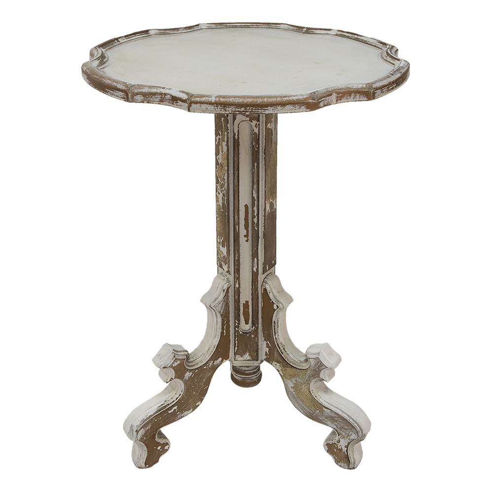 Dřevěný vintage odkládací stolek s výraznou patinou Diome - Ø 54*75 cm Clayre & Eef
