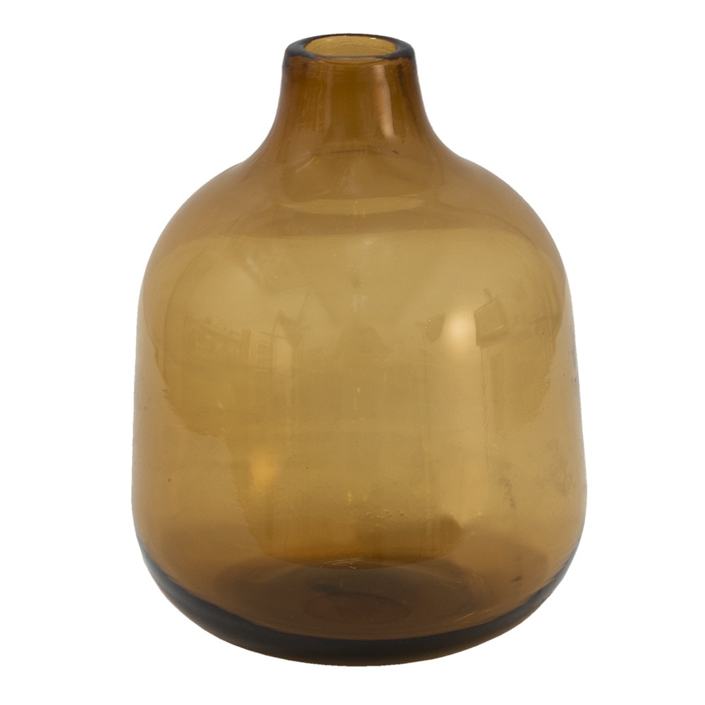 Hnědá skleněná dekorační váza - Ø 10*13 cm Clayre & Eef