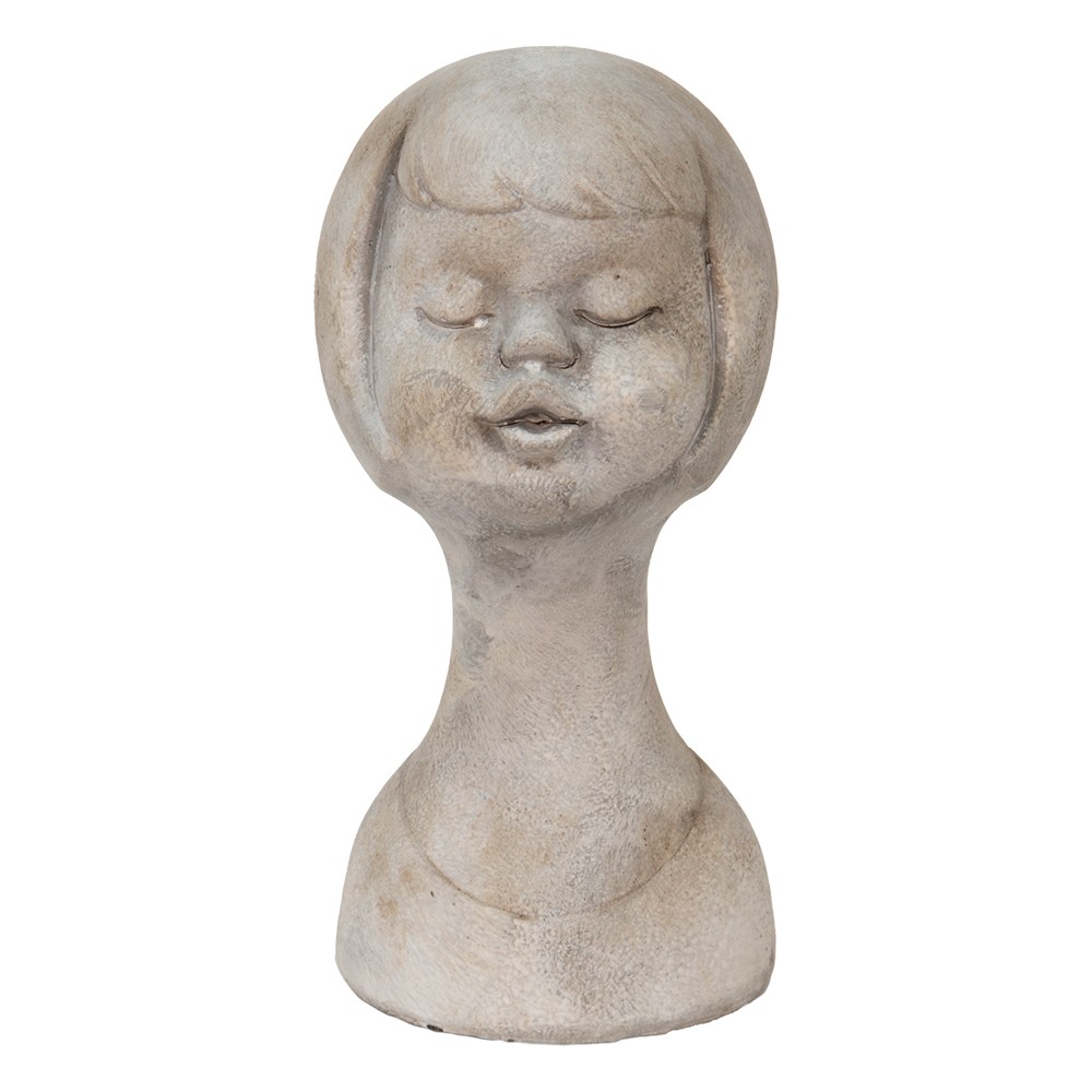 Šedá cementová dekorace busta dívky - 12*11*24 cm Clayre & Eef