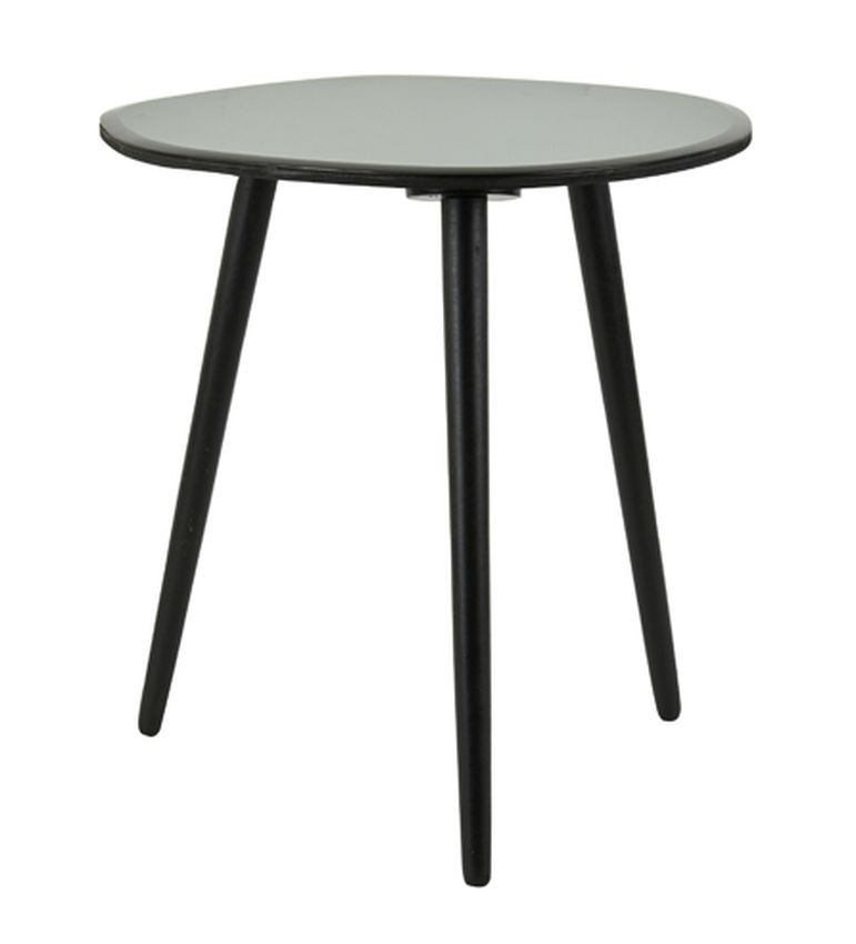 Černý dřevěný odkládací stolek se zelenou skleněnou deskou Divo- 54*45*48 cm Light & Living