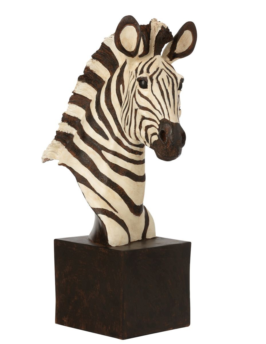 Bílo-černá antik dekorace busta Zebra - 32*14*50cm J-Line by Jolipa