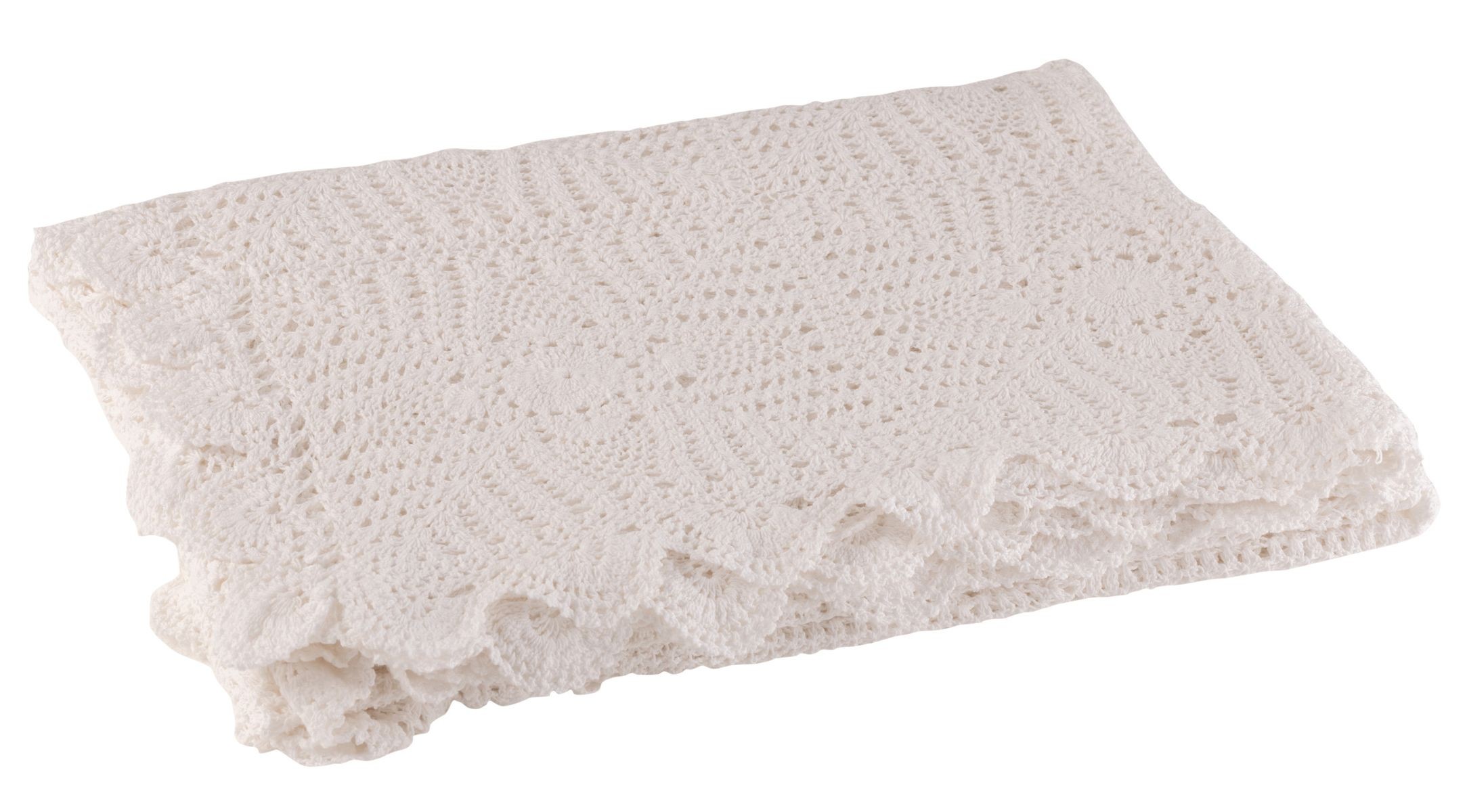 Bílý bavlněný krajkový ubrus Lace white - 200*135cm J-Line by Jolipa