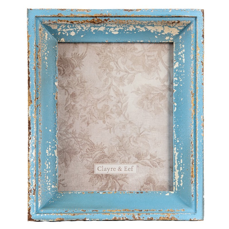 Dřevěný modrý vintage fotorámeček - 27*6*32 / 18*24cm Clayre & Eef