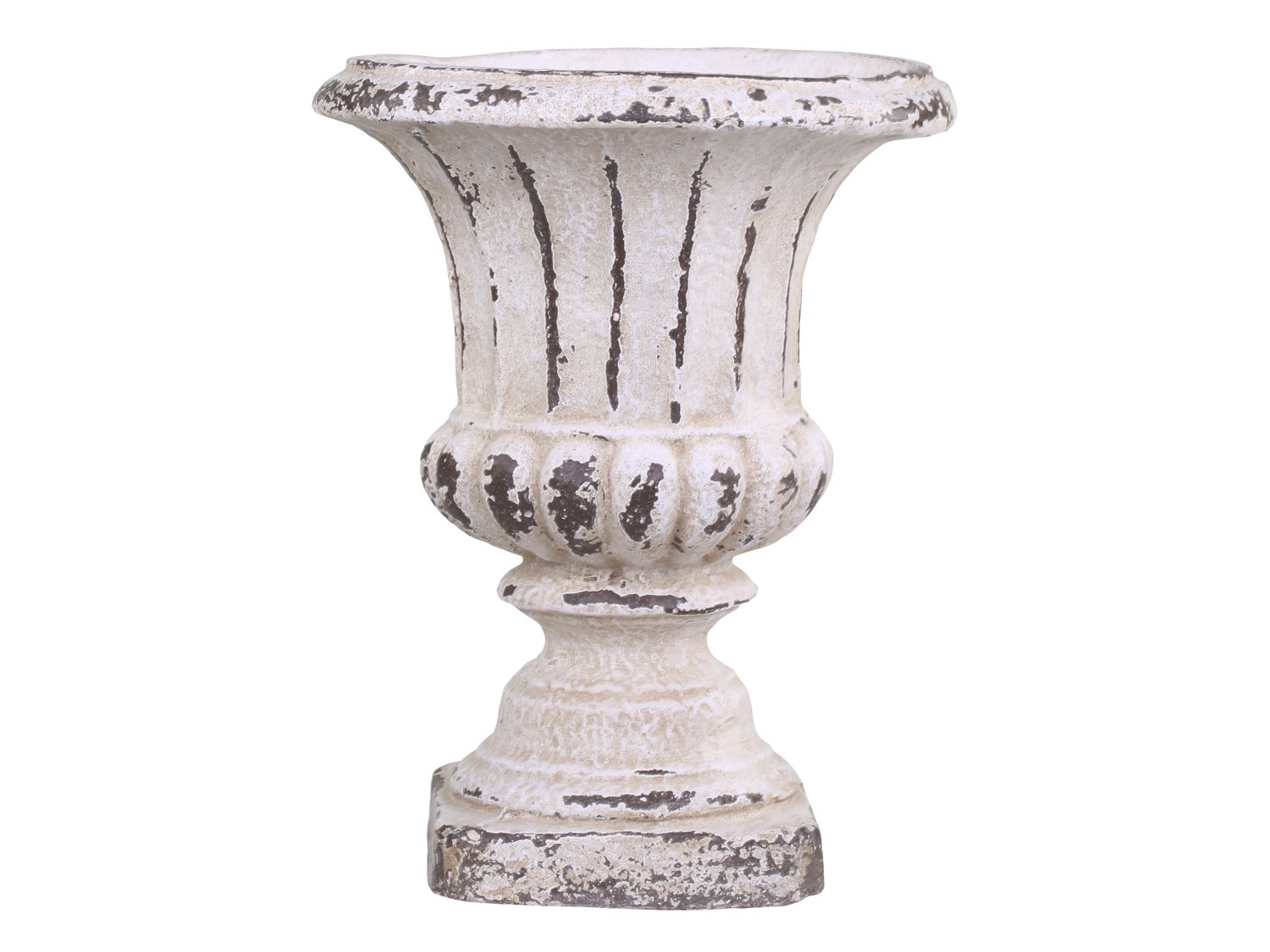 Krémový antik obal na květináč/ váza s patinou  - Ø 23*30cm Chic Antique