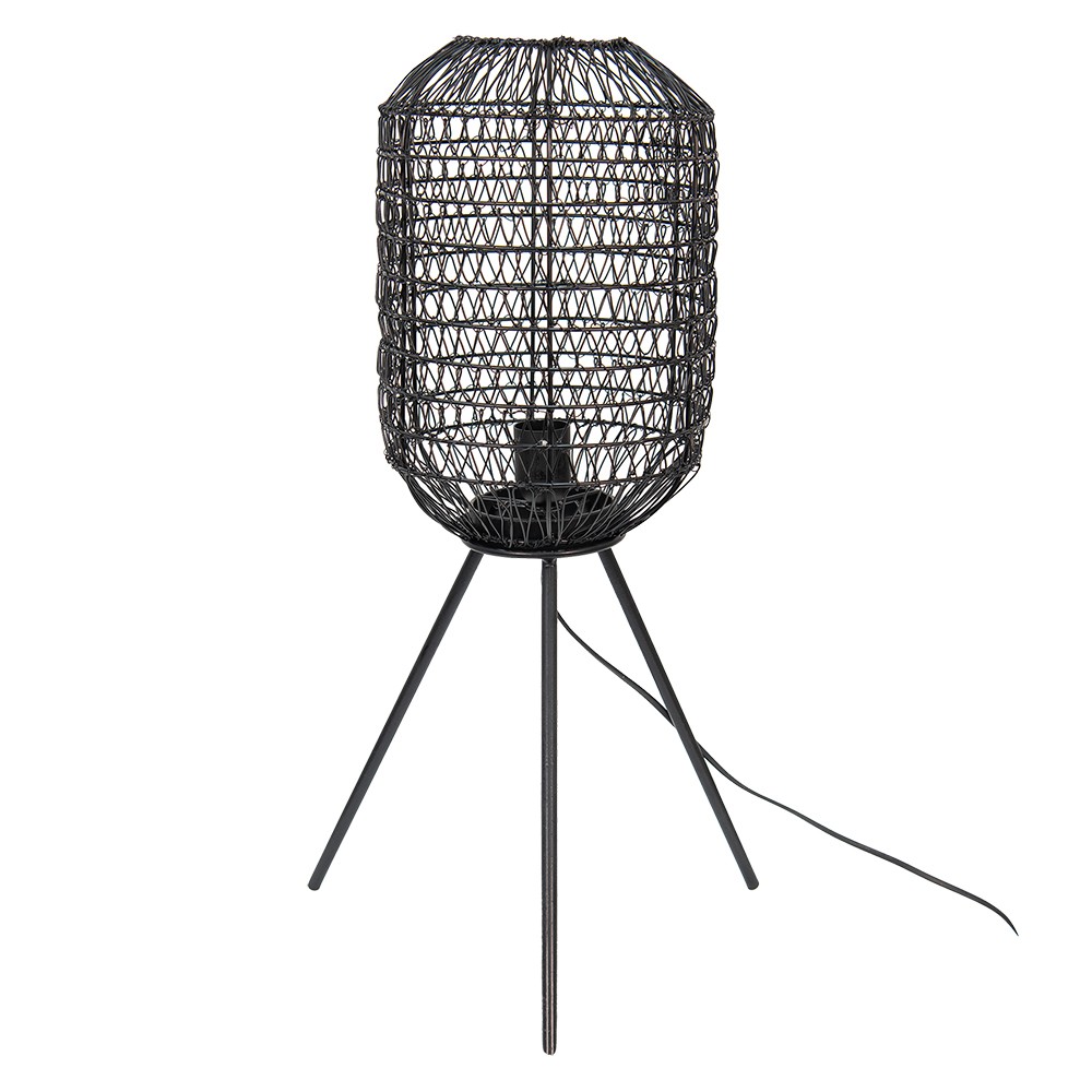 Černá antik drátěná stolní lampa Gione - Ø 21*63 cm E27/max 1*40W Clayre & Eef