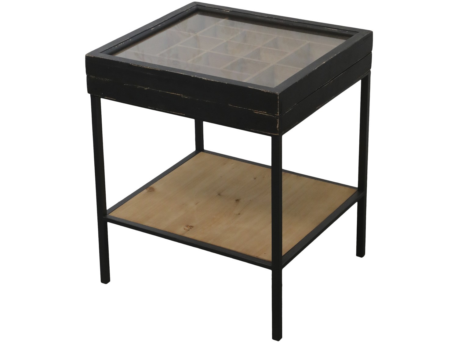 Černý antik dřevěný coffee stolek s přihrádkami Storien - 44*41*53 cm Chic Antique