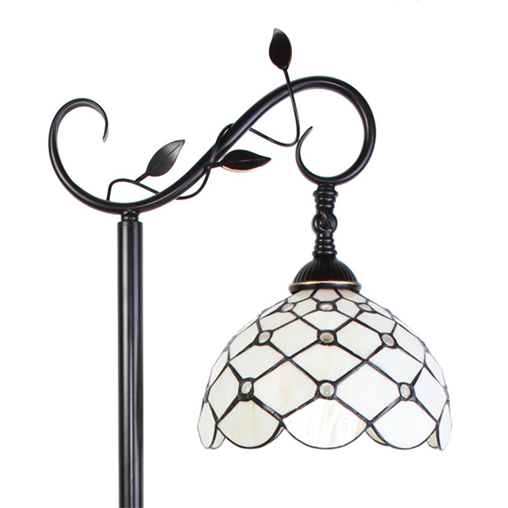 Bílá stojací Tiffany lampa kamínky TransparentEye - 36*25*152 cm E27/max 1*60W Clayre & Eef