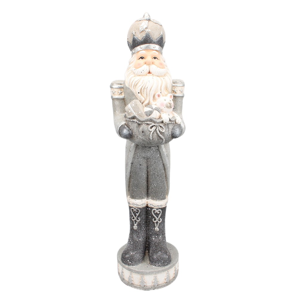 Stříbrná vánoční dekorace socha Santa jako Louskáček - 22*21*82 cm Clayre & Eef