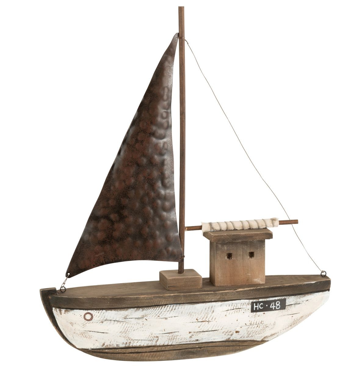 Dřevěná dekorace přírodní loďka Boat L - 39*9*46 cm J-Line by Jolipa