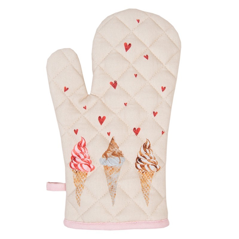 Béžová bavlněná chňapka - rukavice se zmrzlinou Frosty And Sweet  - 18*30 cm Clayre & Eef