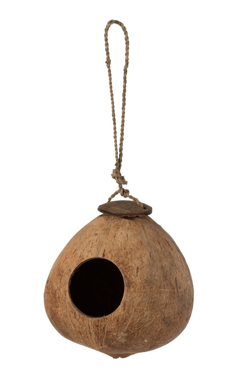 Závěsná ptačí budka kokosový ořech - 14*14*27 cm J-Line by Jolipa