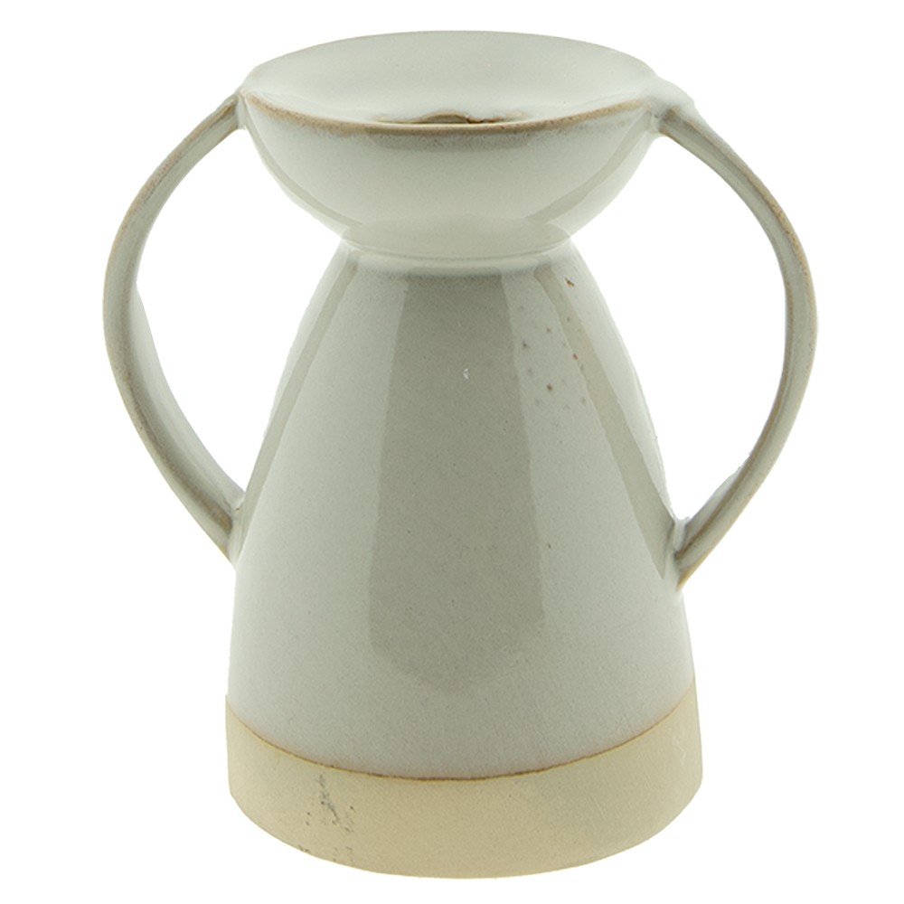 Béžový porcelánový svícen na úzkou svíčku Chrie - 9*7*9 cm Clayre & Eef