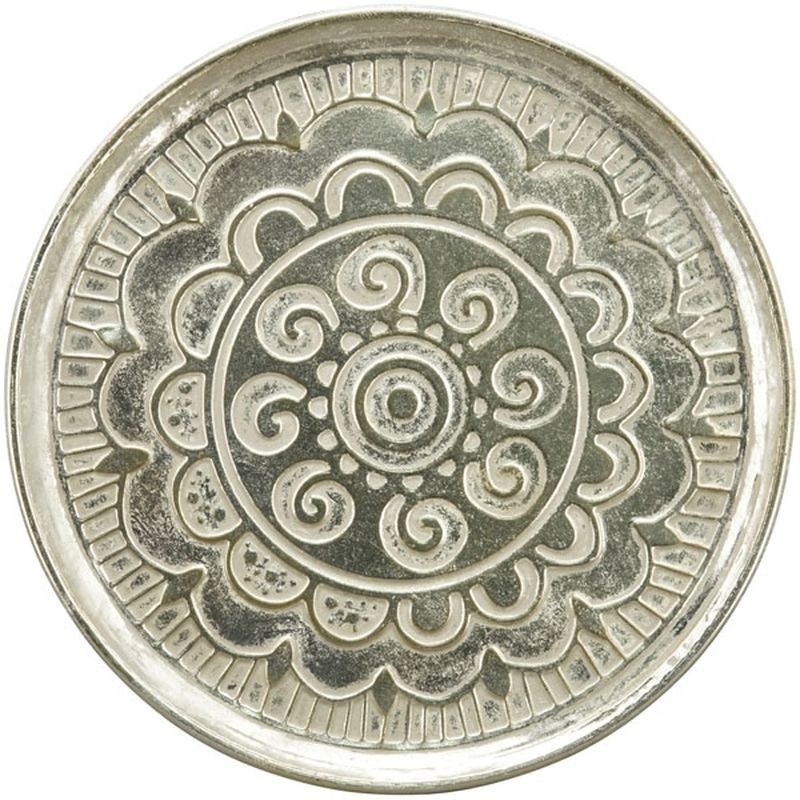 Stříbrný antik kovový dekorativní podnos ArtFerro - Ø 39*1,5 cm Exner
