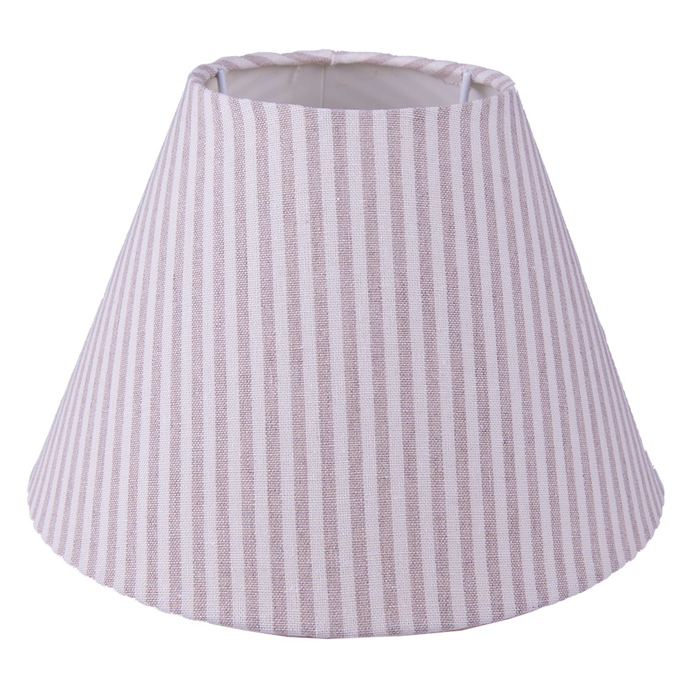 Béžové pruhované látkové stínidlo lampy - Ø 26*17 cm / E27 Clayre & Eef