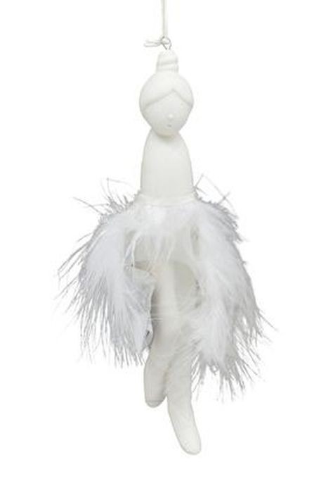 Závěsná ozdoba andílek s bílými peříčky Lilian - 4,5*4*20 cm Exner