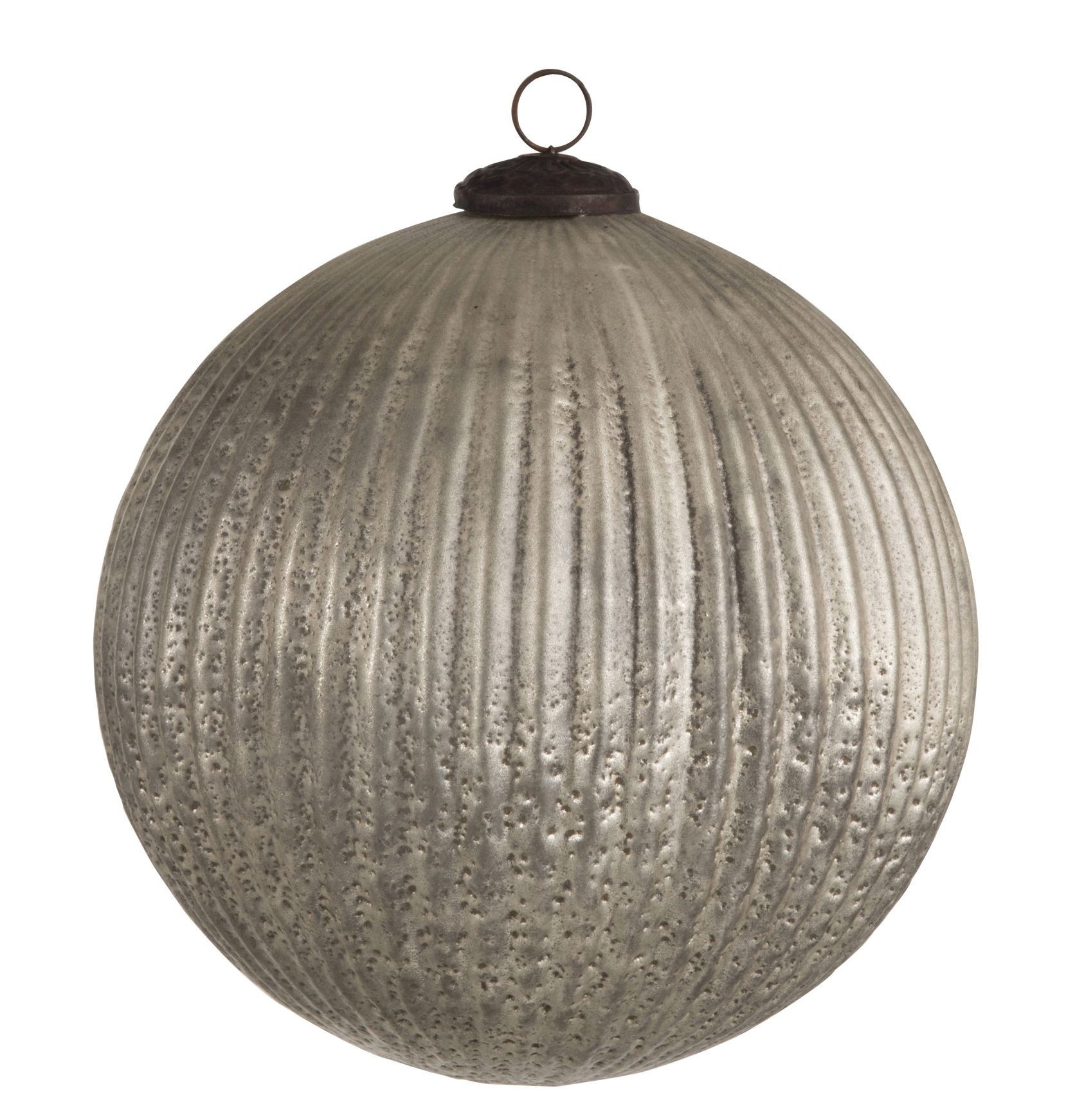 Stříbrná antik skleněná ozdoba koule XL - Ø 20 cm J-Line by Jolipa