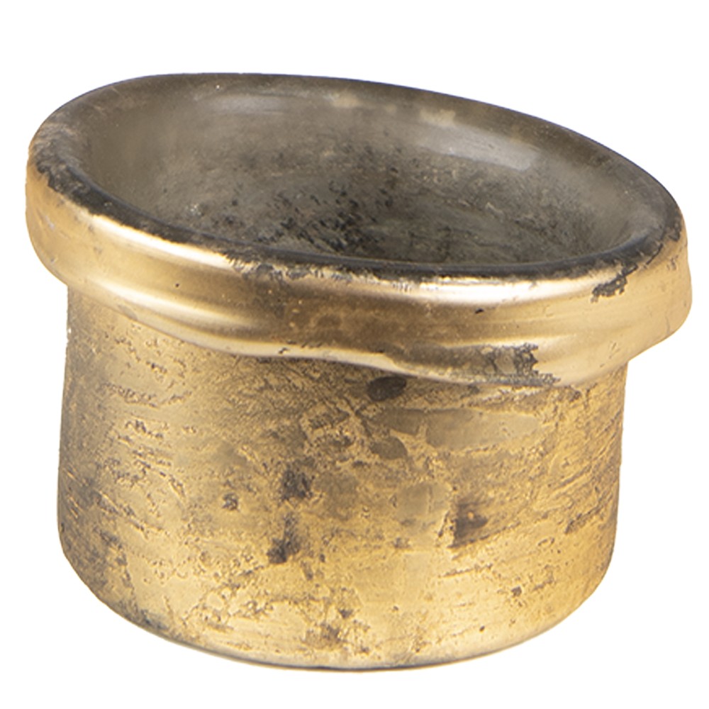 Zlatý skleněný svícen na čajovou svíčku - Ø 8*6 cm Clayre & Eef