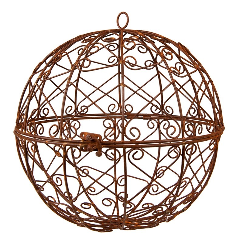 Rezavá kovová dekorační koule s otvíráním Loren - Ø 30 cm Clayre & Eef