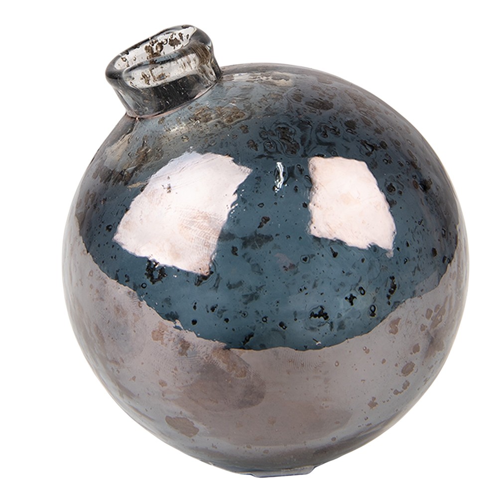 Skleněná šedá kulatá foukaná váza Sandy I - Ø10*10 cm Clayre & Eef