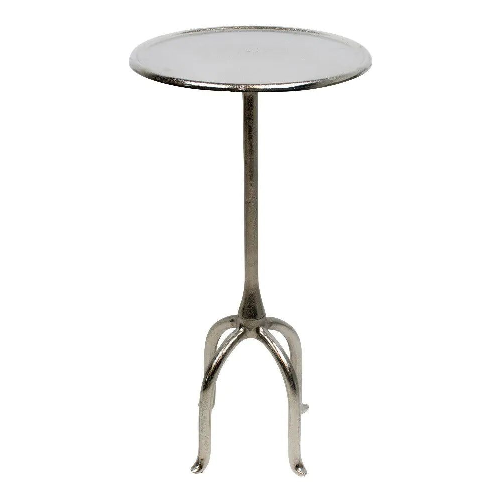 Stříbrný raw kovový kulatý odkládací stolek - 46*46*75cm Mars & More