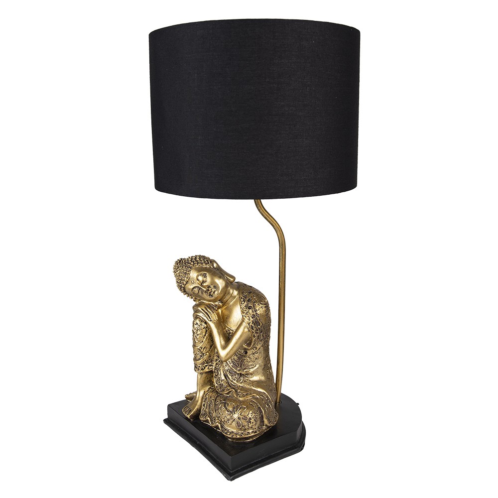 Černo-zlatá stolní lampa Buddha gold - Ø 26*54 cm E27/max 1*60W Clayre & Eef
