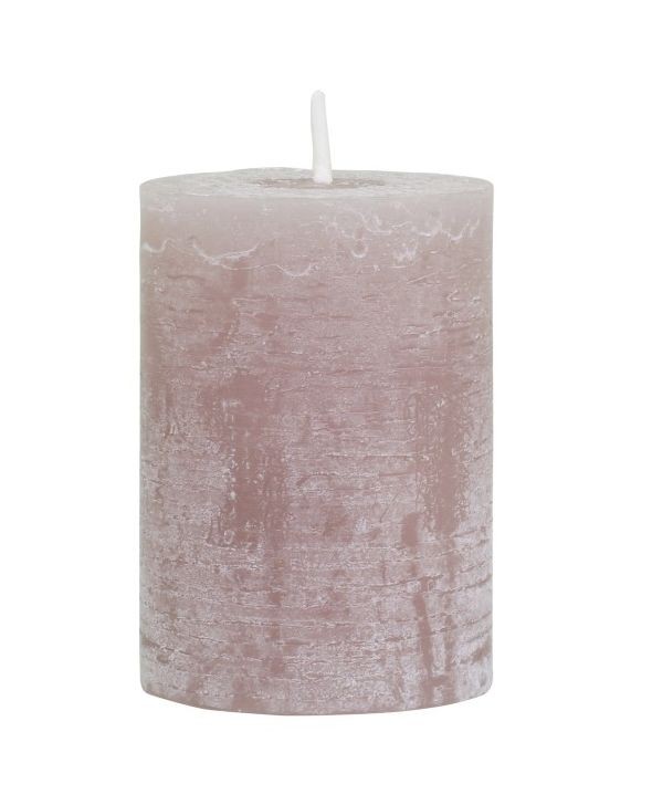 Taupe široká svíčka Rustic pillar - Ø 7*10cm/ 40h Chic Antique