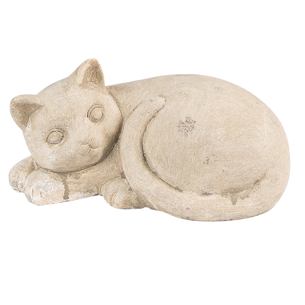 Béžová antik dekorace kočka - 25*15*12 cm Clayre & Eef