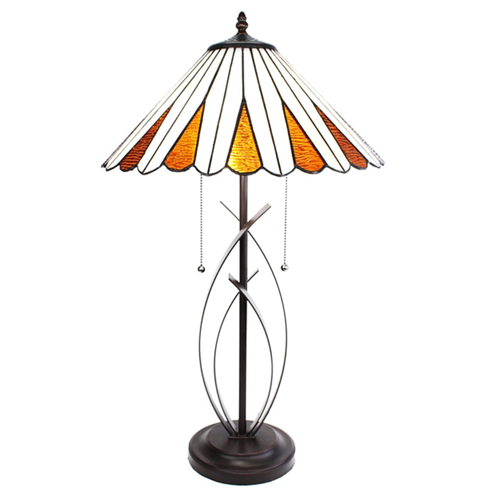 Béžovo-hnědá stolní lampa Tiffany Owa - Ø 41*69 cm E27/max 2*60W Clayre & Eef